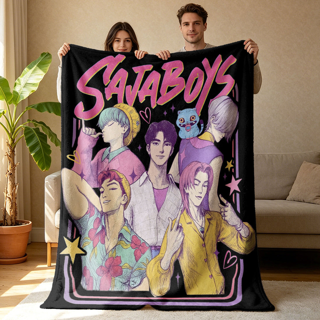 Kpop Demon Hunters Huntrix Saja Boys Inspired Blanket Cozy Flannel Throw Blanket