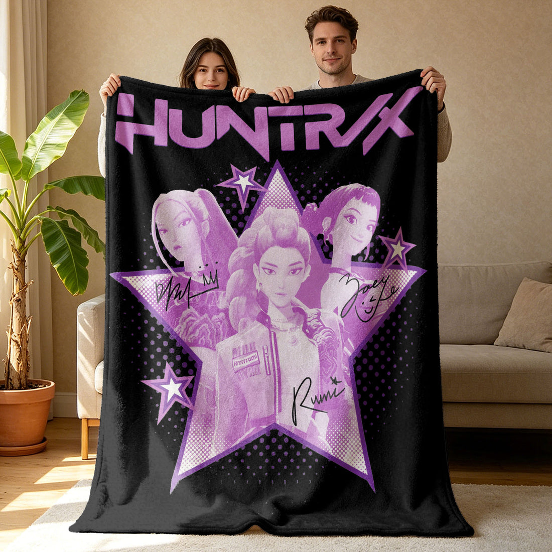 Kpop Demon Hunters Huntrix Saja Boys Inspired Blanket Cozy Flannel Throw Blanket