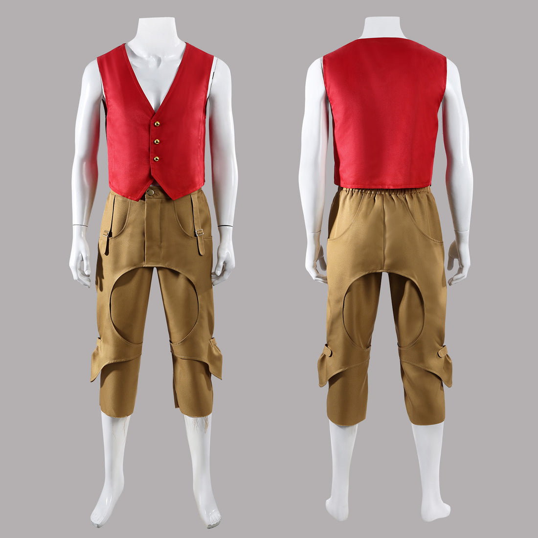 One Piece TV Season 2 Luffy Red Vest Pants Outfit Cosplay Costumes
