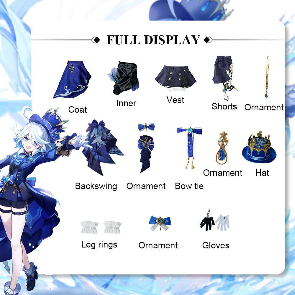 Genshin Impact Black Furina Focalors Full Set Cosplay Costume