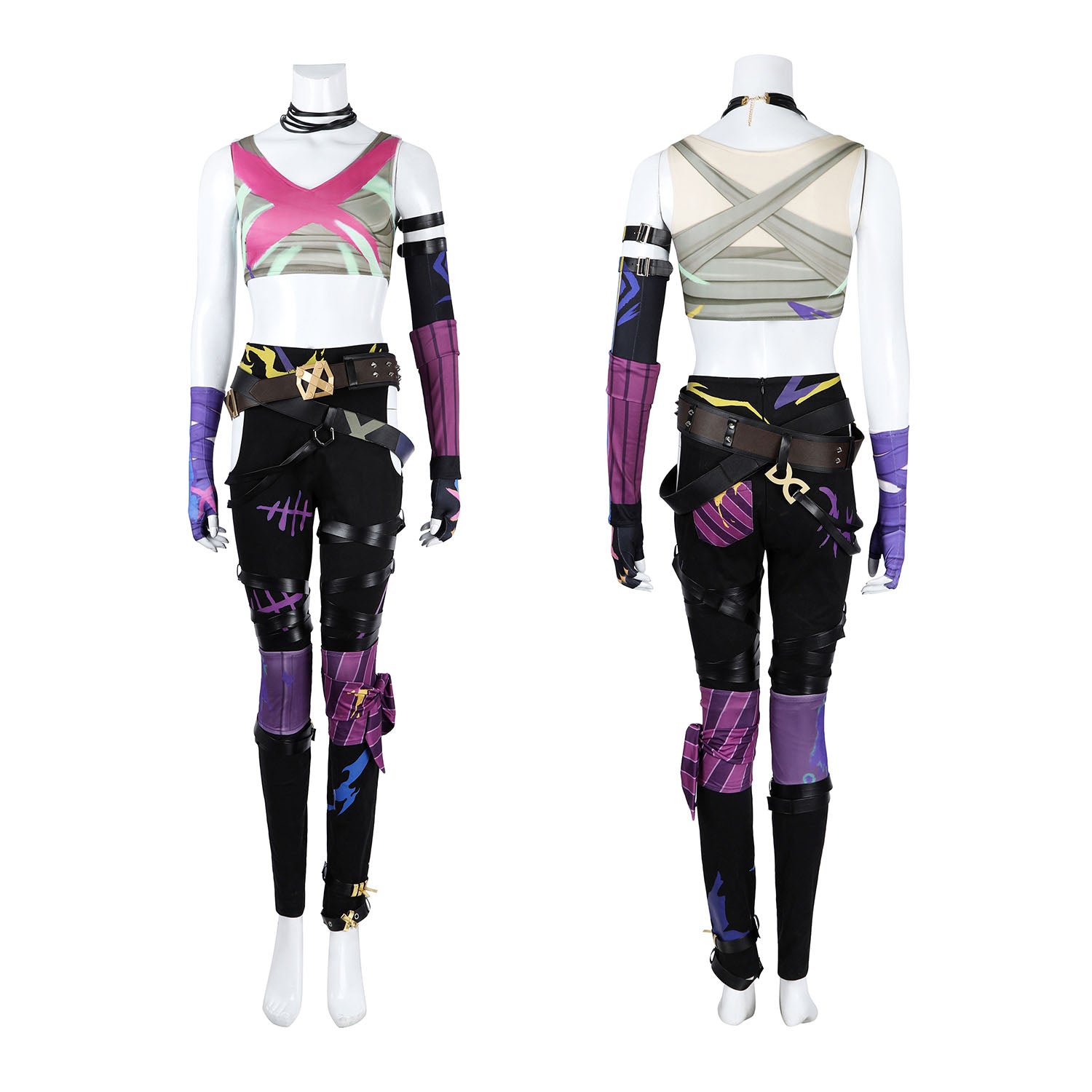 Game LOL Arcane 2 Jinx Full Set Role Cosplay Costumes
