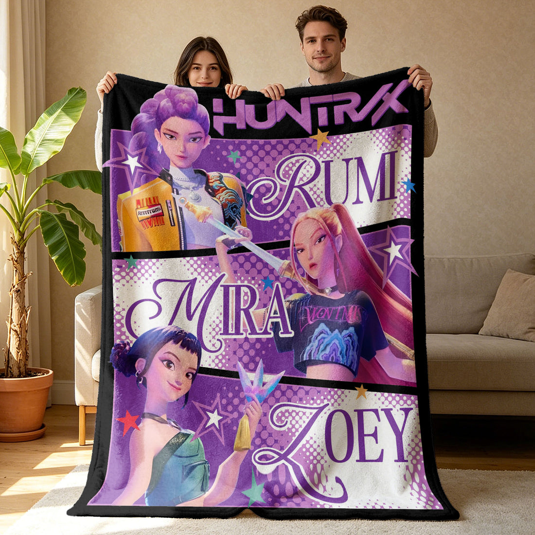 Kpop Demon Hunters Huntrix Saja Boys Inspired Blanket Cozy Flannel Throw Blanket