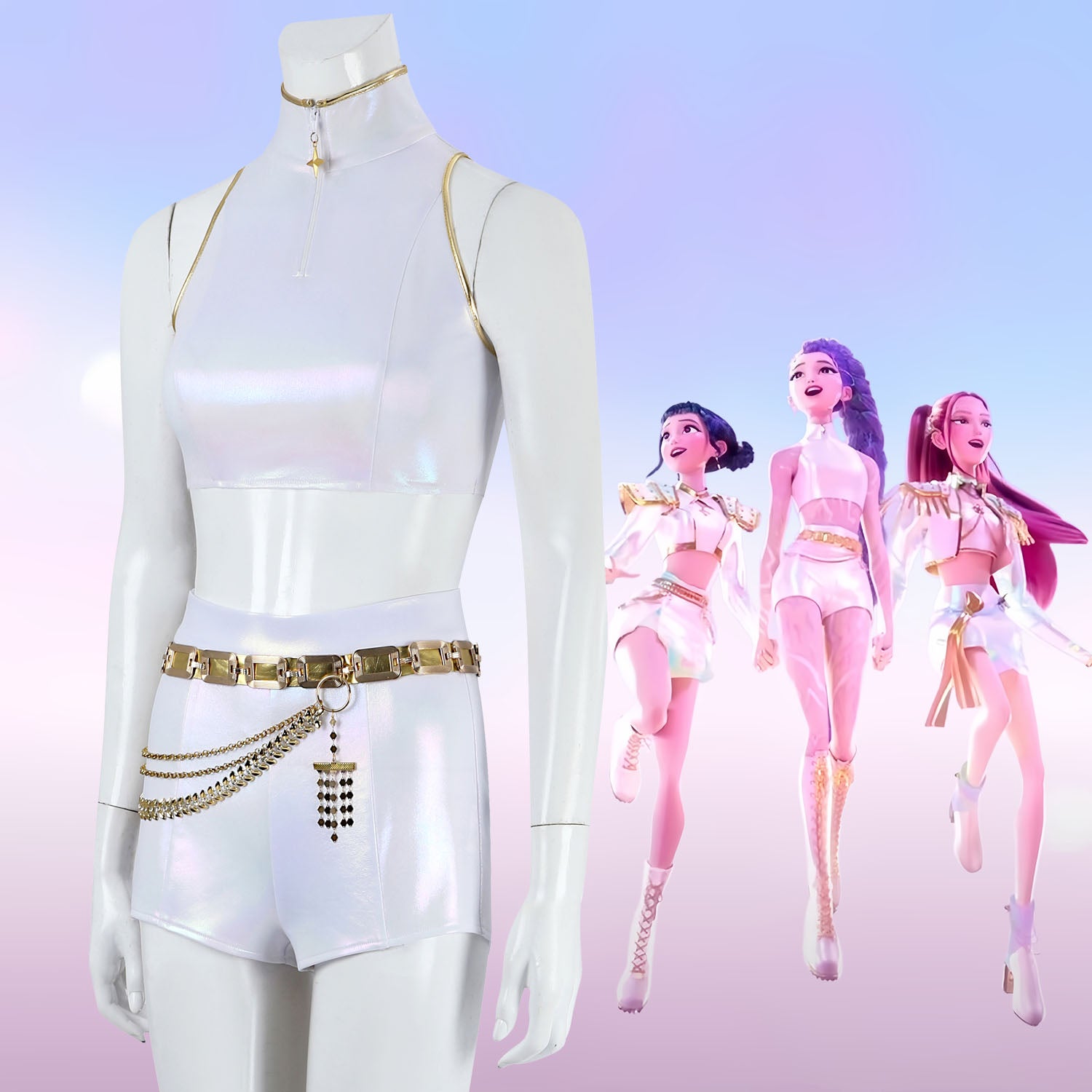 KPop Demon Hunters Rumi White Stage Outfit Cosplay Costumes