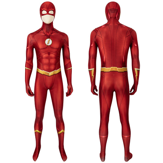 The Flash Season 5 Barry Allen Male Jumpsuit with Mask Cosplay Costumes