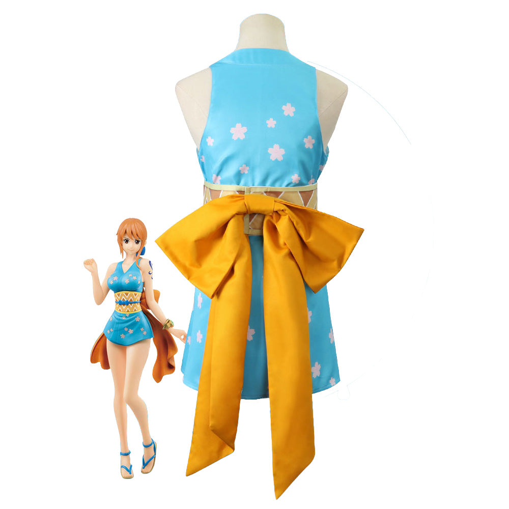 Anime Navigation Nami Kimono Blue Pajamas Fullset Cosplay Costumes