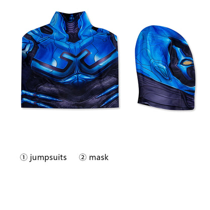 Blue Beetle Jaime Reyes Kids Jumpsuit with Mask Cosplay Costumes