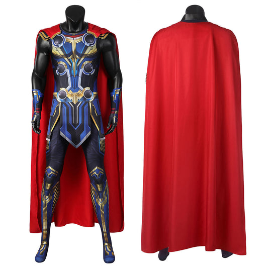 Thor 4 Love and Thunder Male Sleeveless Jumpsuit with Cloak Cosplay Costumes