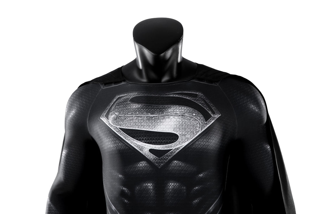 Justice League Superman Black Suit Jumpsuit with Cloak Cosplay Costumes