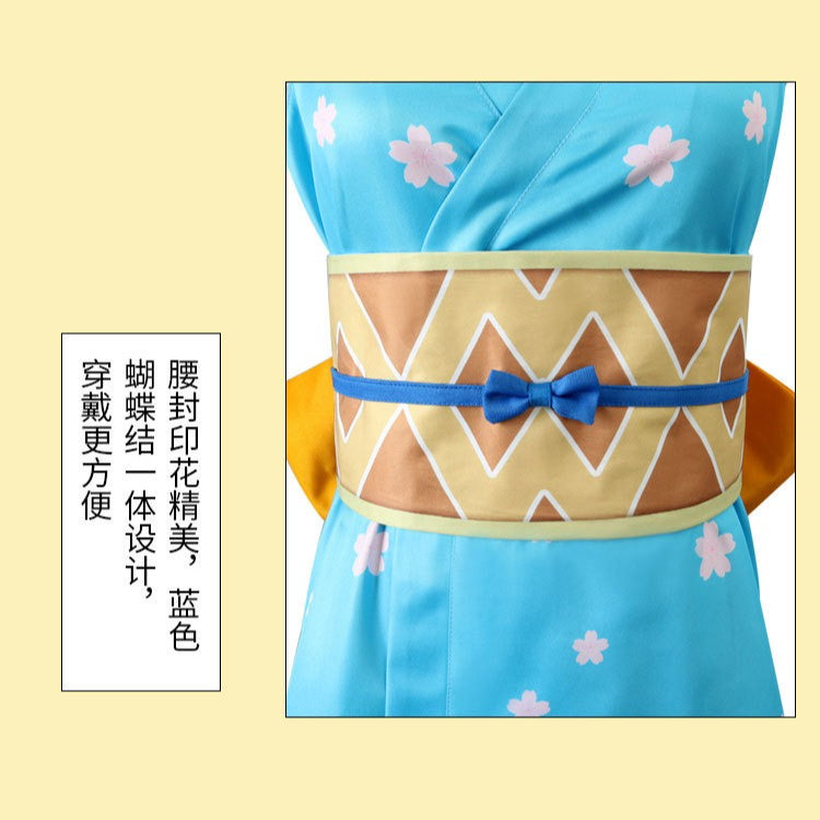 Anime Navigation Nami Kimono Blue Pajamas Fullset Cosplay Costumes