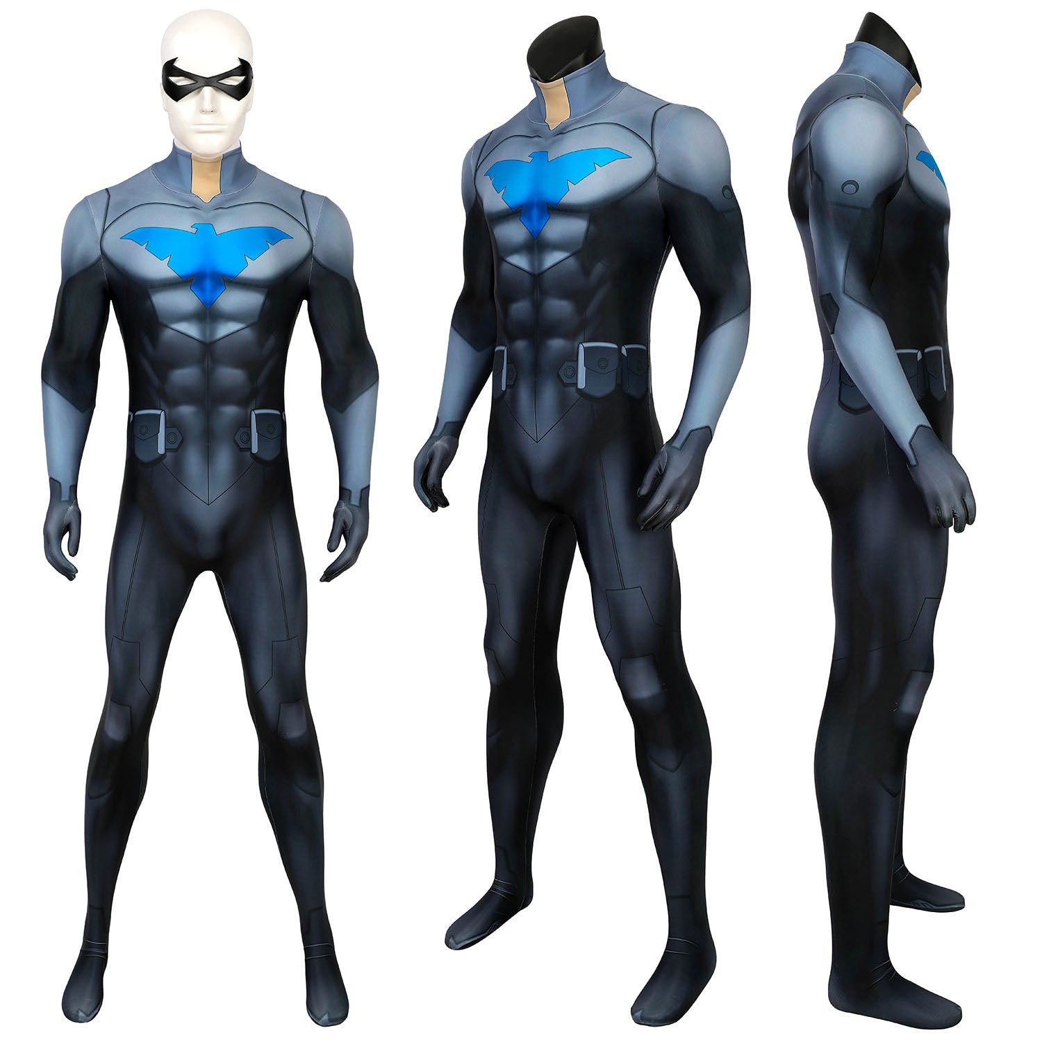 Nightwing Son of Batman Richard Grayson Male Jumpsuit Cosplay Costumes