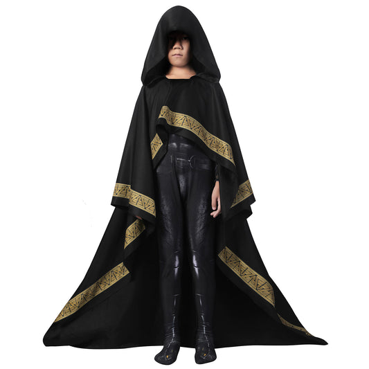 Black Adam Kids Jumpsuit with Cloak Fullset Cosplay Costumes