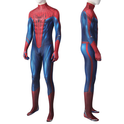 Movie Spider-Man: The Amazing Spider-Man Peter Parker Spiderman Elastic Force Cosplay Costume Jumpsuit with Headgear