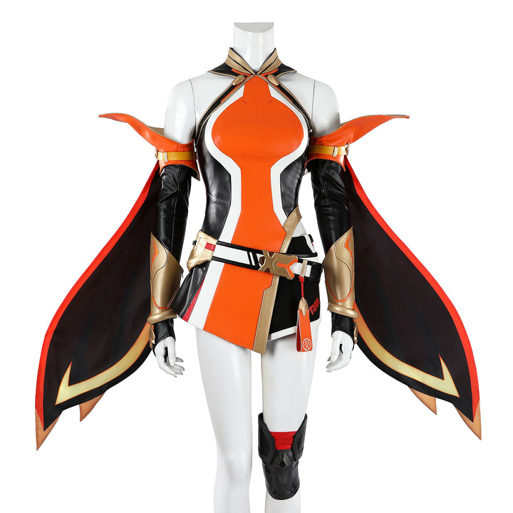Overwatch Anran Orange Outfit Top Level Fullset Cosplay Costumes
