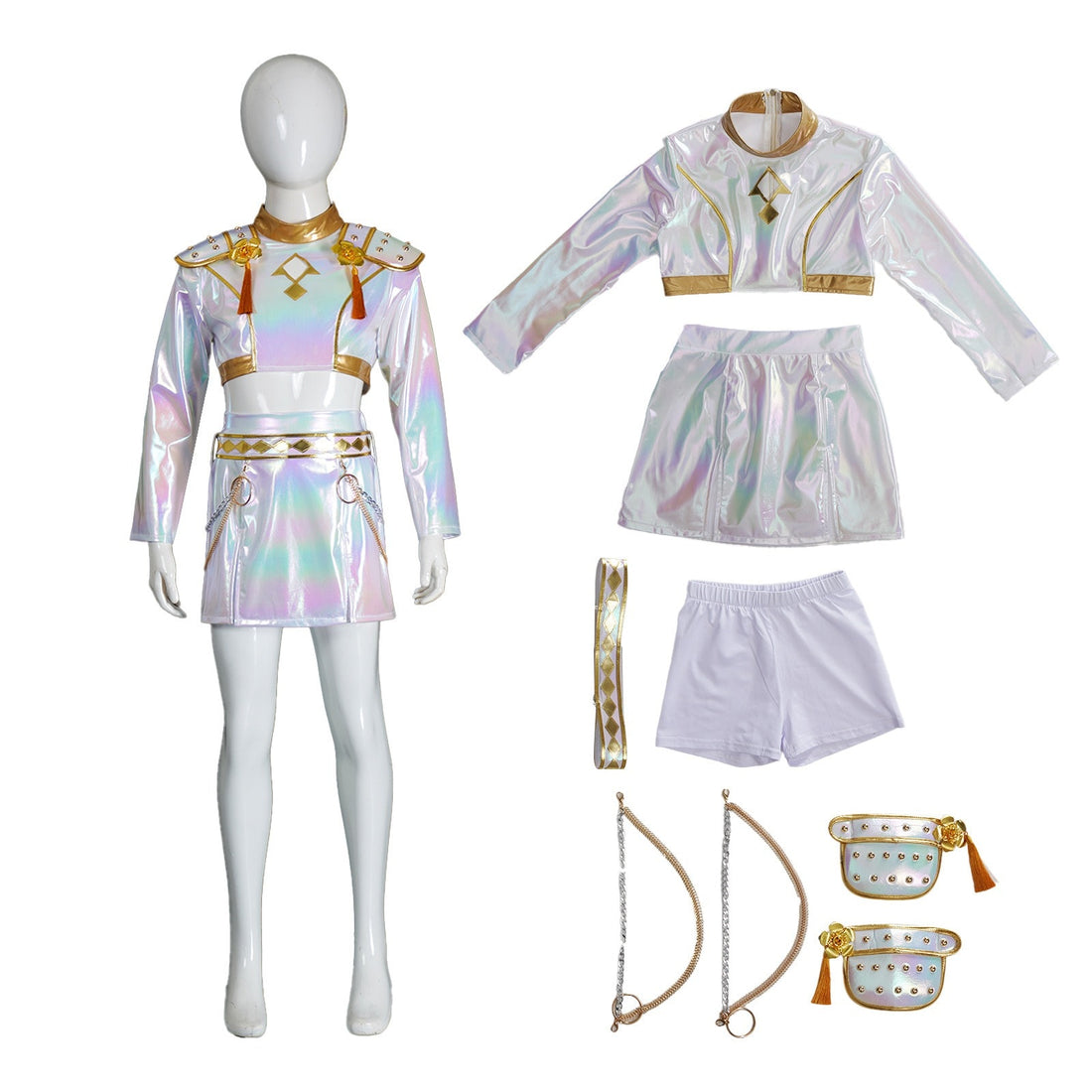 KPop Demon Hunters Rumi Zoey Mira Iridescent Leather Cosplay Costumes