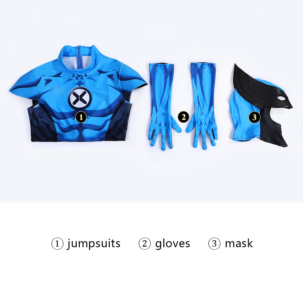 Fantastic Four Wolverine Cosplay Costumes Halloween Blue Jumpsuit for Themed Party Outfit