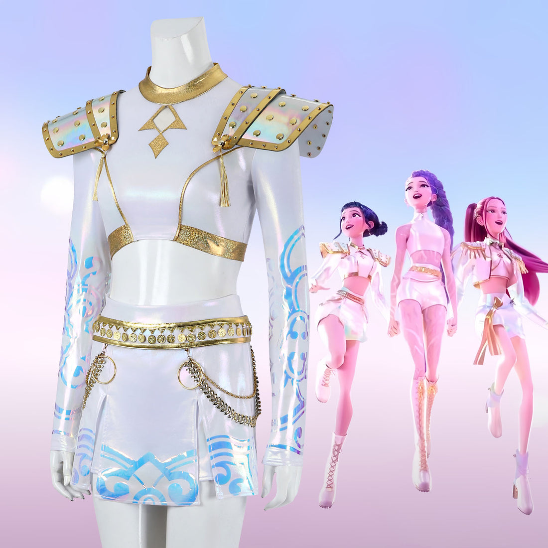 KPop Demon Hunters Zoey White Stage Outfit Cosplay Costumes