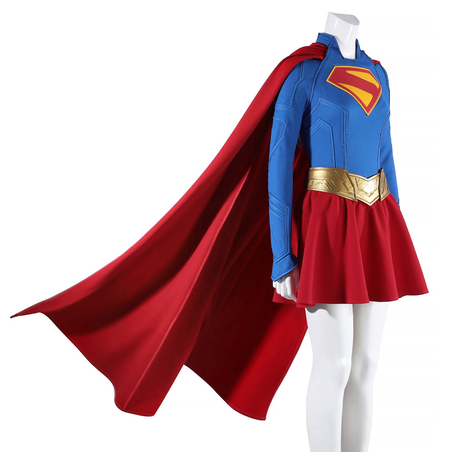 Comics Superhero Supergirl Superwoman Fullset with Coat Cosplay Costumes