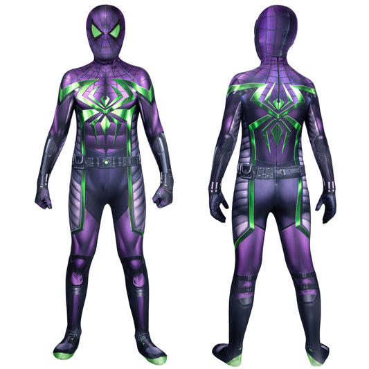 Spider-Man Miles Morales Purple Reign Suit Kids Jumpsuit Cosplay Costumes