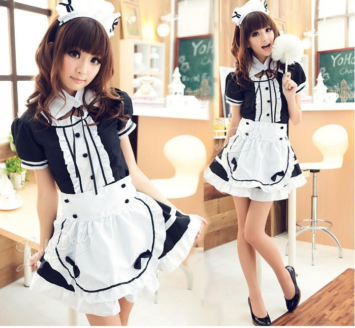 Different World Coffee Waitress Maid Outfit Lolita Dress Large Size Fancy Cosplay Costume
