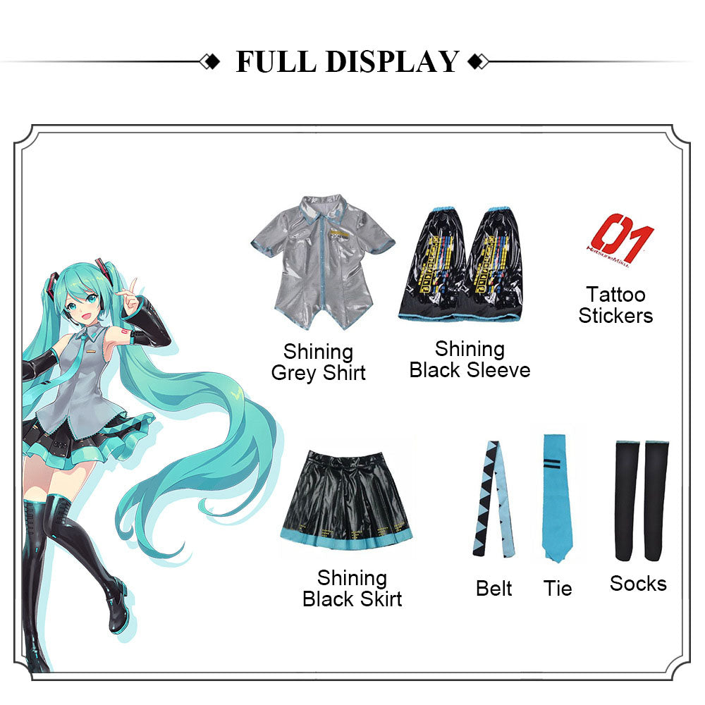 Hatsune Miku Patent Leather Official JK Adult Full Set Cosplay Costume