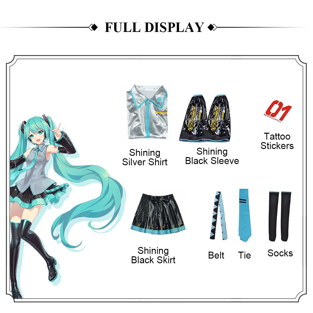 Hatsune Miku Patent Leather Official JK Adult Full Set Cosplay Costume