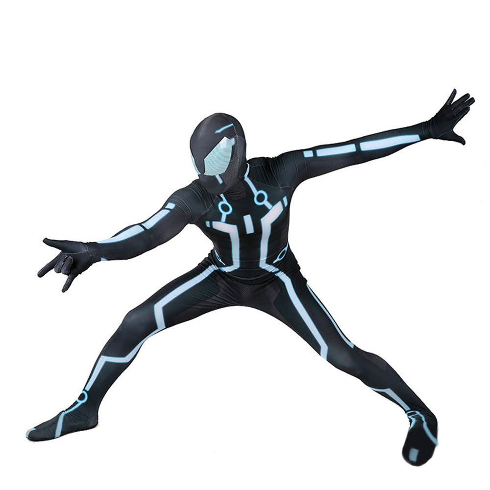 tron legacy spider man blue jumpsuits costume kids adult halloween bodysuit
