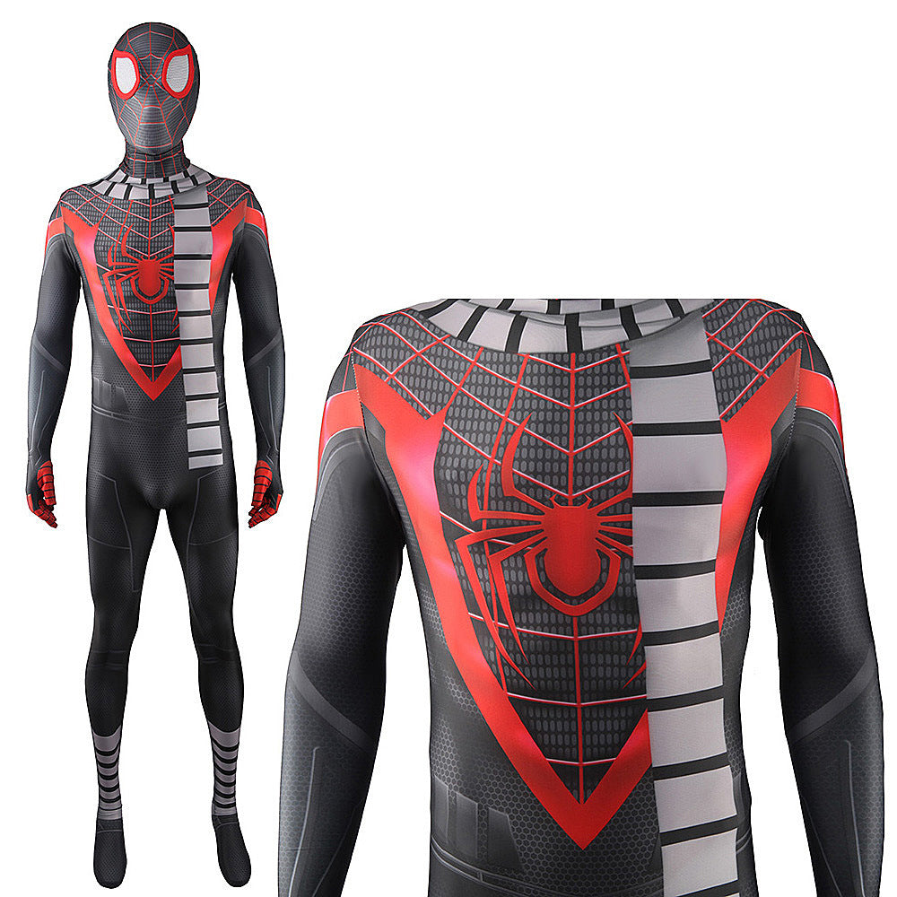 miles morales spider man with scarf jumpsuits costume kids adult halloween bodysuit