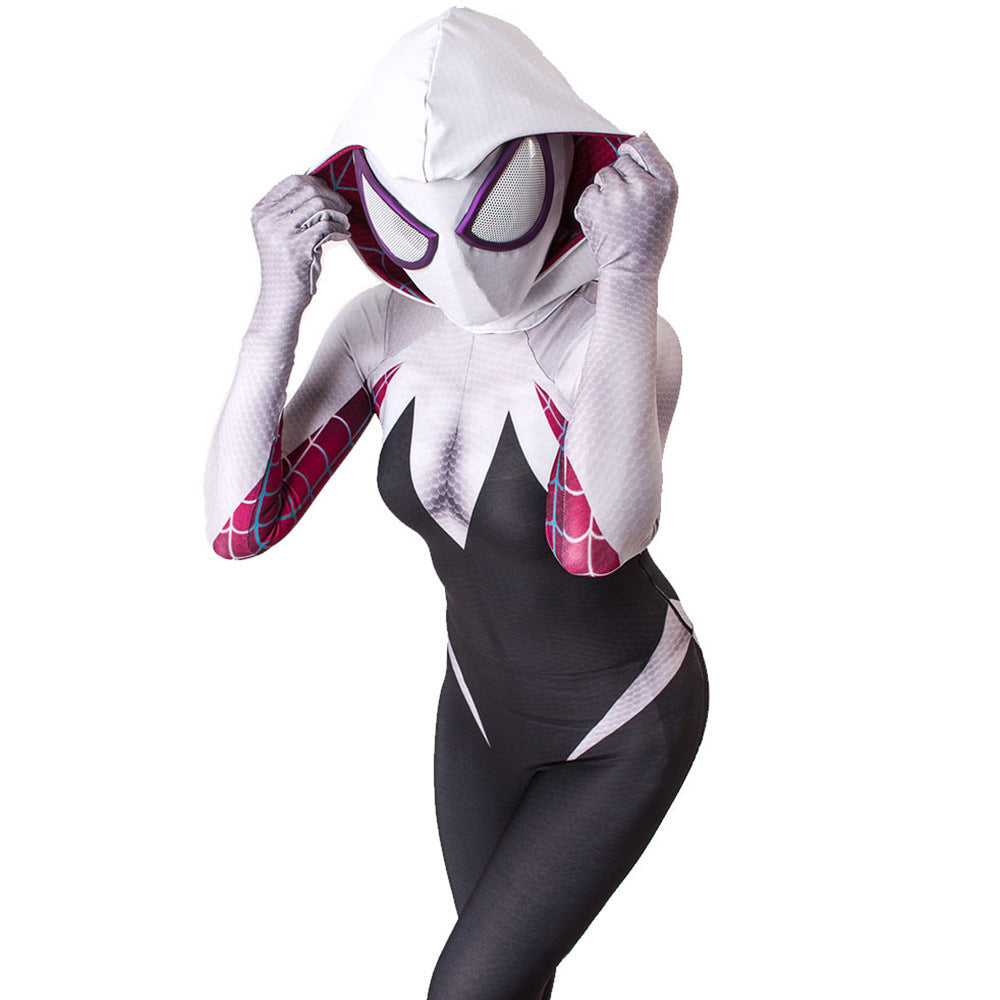 Gwen Spider-Man Dirty Color Jumpsuits Cosplay Costume Kids Adult Halloween Bodysuit