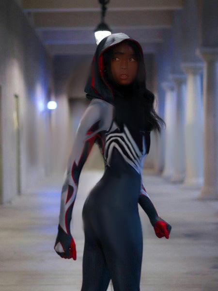 Miles Morales Spider-man Jumpsuit Women Cosplay Costume Bodysuit Halloween  Props