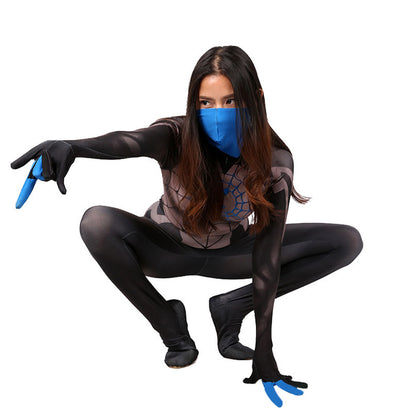 Silk Spider-Woman Spider-man Blue Mask Jumpsuits Kids Adult Halloween Bodysuit