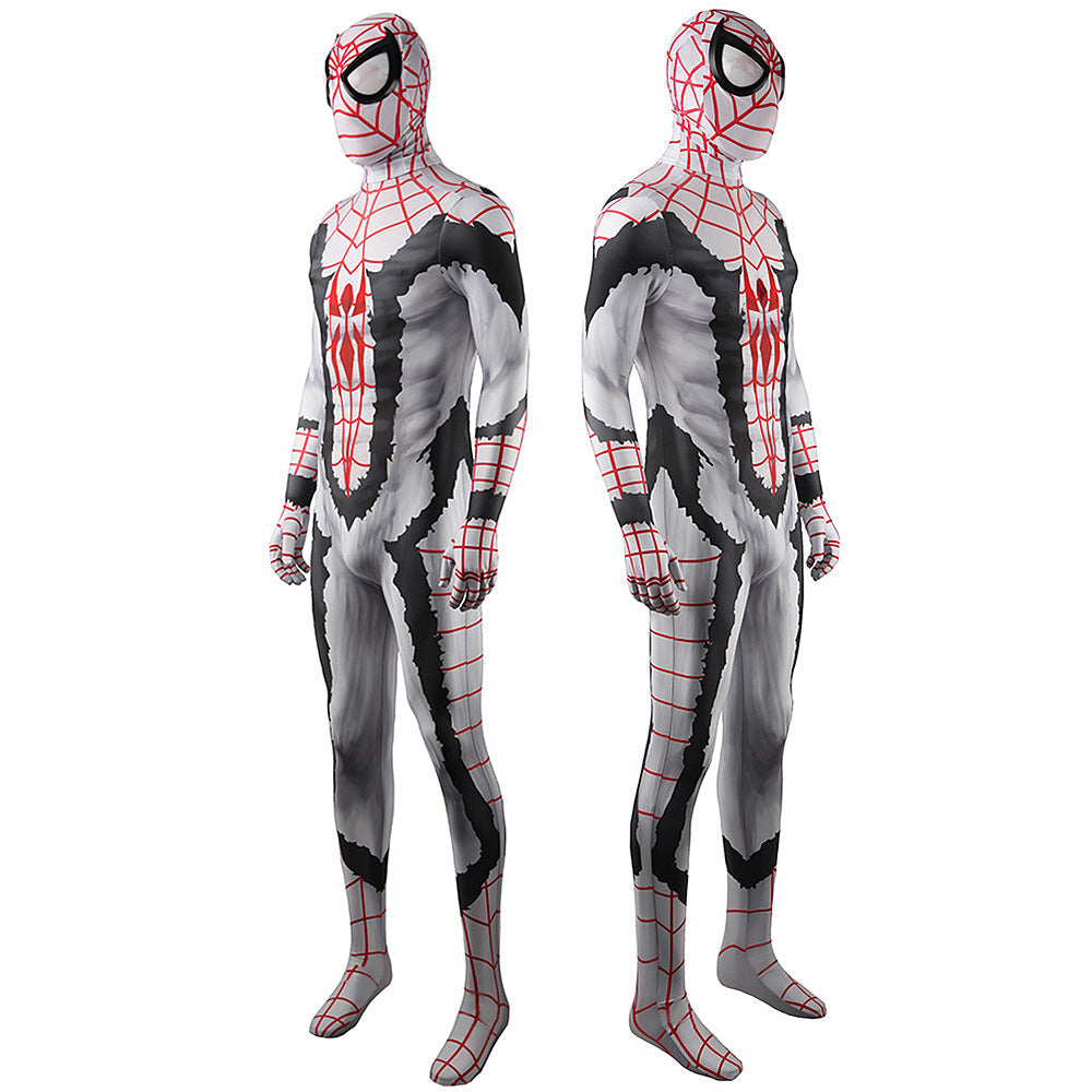 Comic White Spiderman Jumpsuits Cosplay Costume Kids Adult Halloween Bodysuit - coscrew