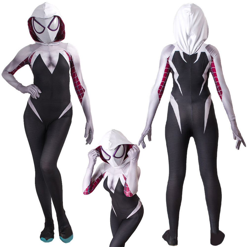 Gwen Spider-Man Dirty Color Jumpsuits Cosplay Costume Kids Adult Halloween Bodysuit