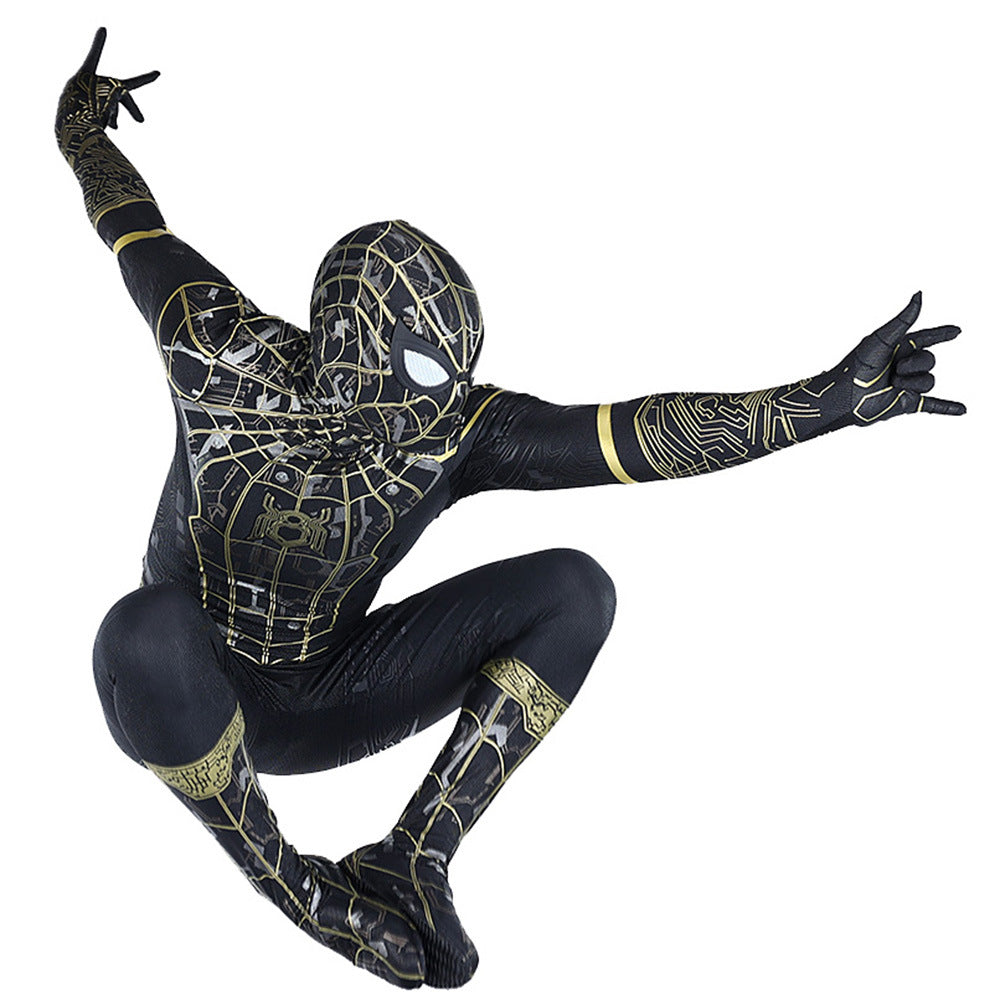 upgraded spider man no way home black gold jumpsuits kids adult halloween bodysuit