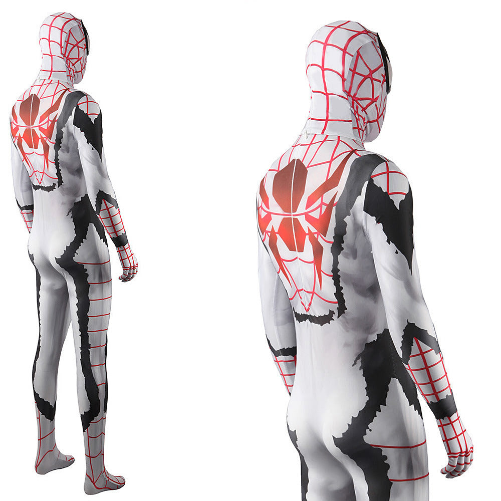 Comic White Spiderman Jumpsuits Cosplay Costume Kids Adult Halloween Bodysuit - coscrew