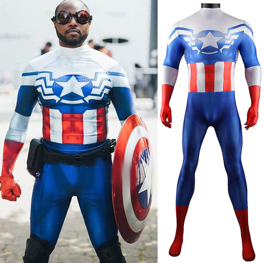 Falcon Winter Soldier Captain America Jumpsuits Costume Kids Adult Halloween Bodysuit - coscrew