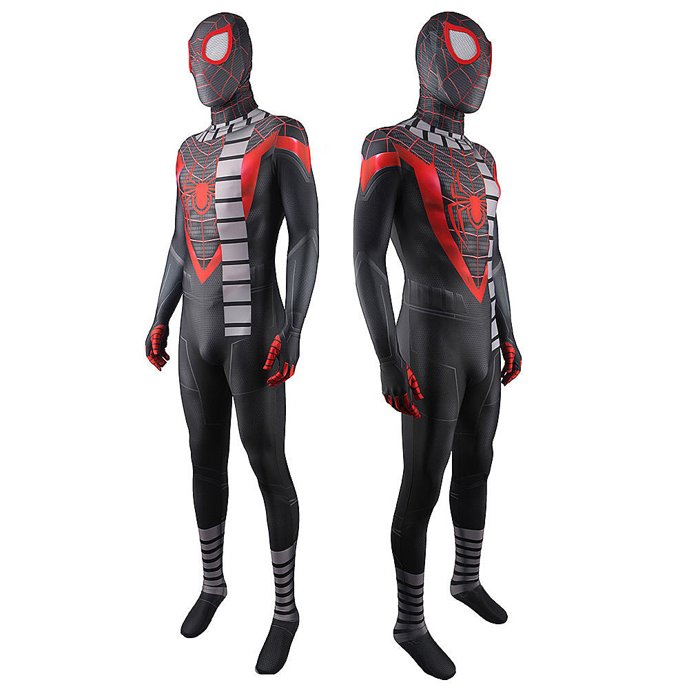 miles morales spider man with scarf jumpsuits costume kids adult halloween bodysuit