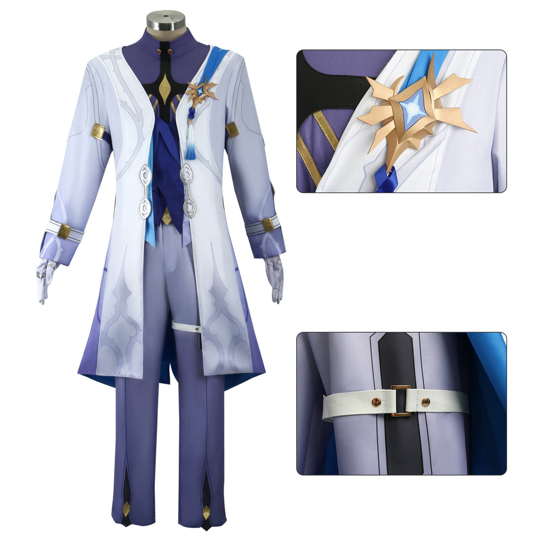 Honkai: Star Rail Sunday White Blue Outfit Carnival Cosplay Costumes