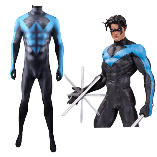 titans nightwing robin jumpsuits cosplay costume kids adult halloween bodysuit