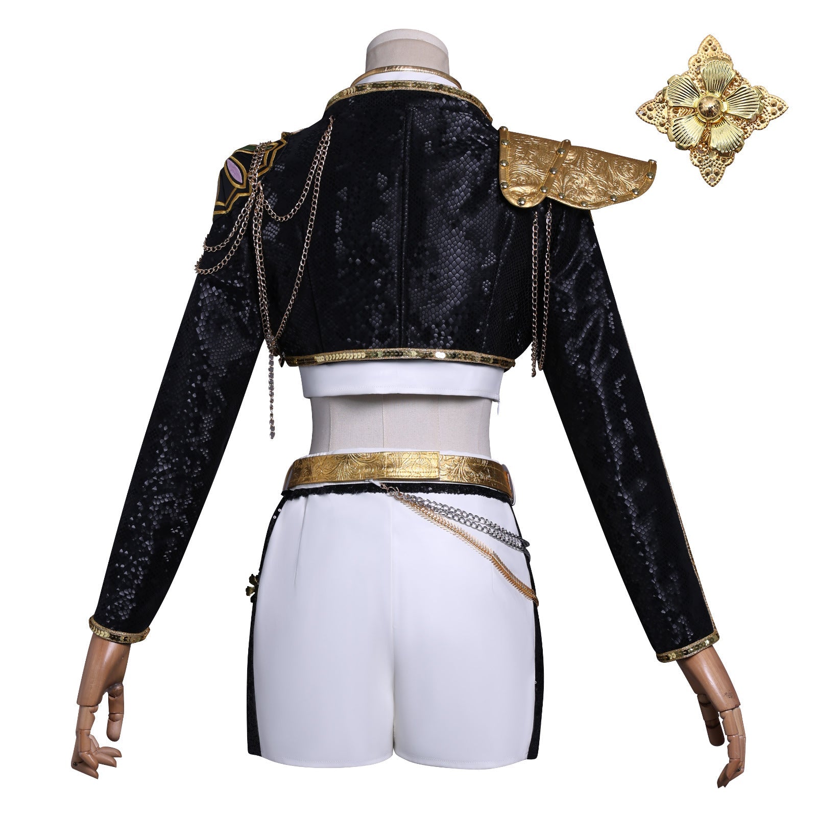 KPop Demon Hunters Rumi Black Gold Outfit Adult Kids Cosplay Costumes