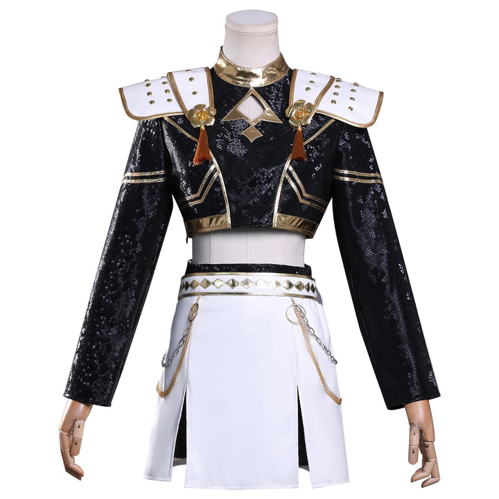 KPop Demon Hunters Zoey Black Gold Outfit Adult Kids Cosplay Costumes