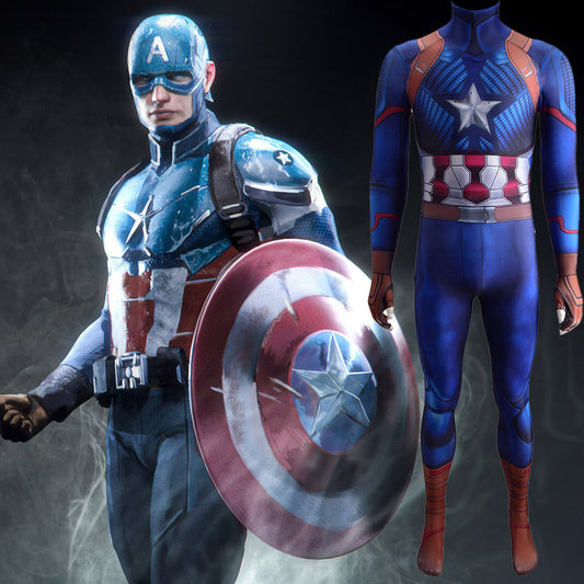captain america steve rogers jumpsuits cosplay costume kids adult halloween bodysuit