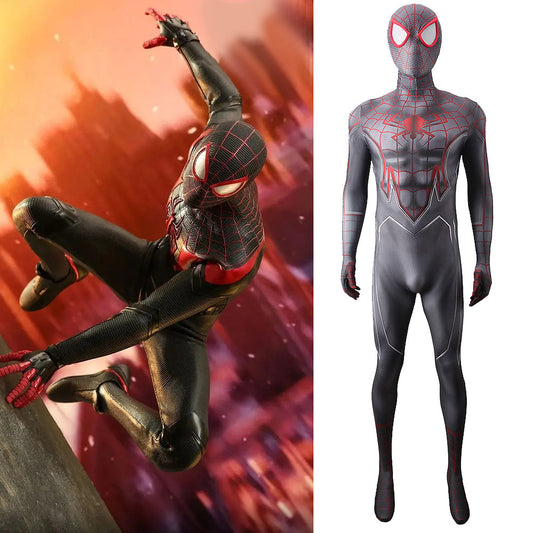 miles morales bodega cat suit spider man grey jumpsuits kids adult halloween bodysuit