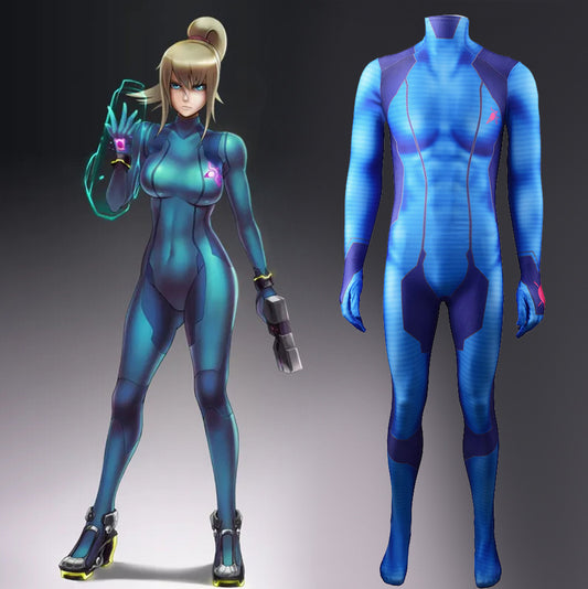 metroid zero suit samus jumpsuits cosplay costume kids adult halloween bodysuit