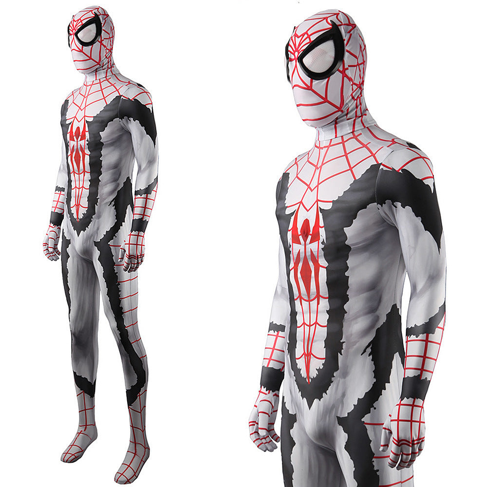 Comic White Spiderman Jumpsuits Cosplay Costume Kids Adult Halloween Bodysuit - coscrew