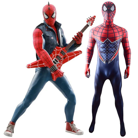 ps4 punk spider man jumpsuits cosplay costume kids adult halloween bodysuit