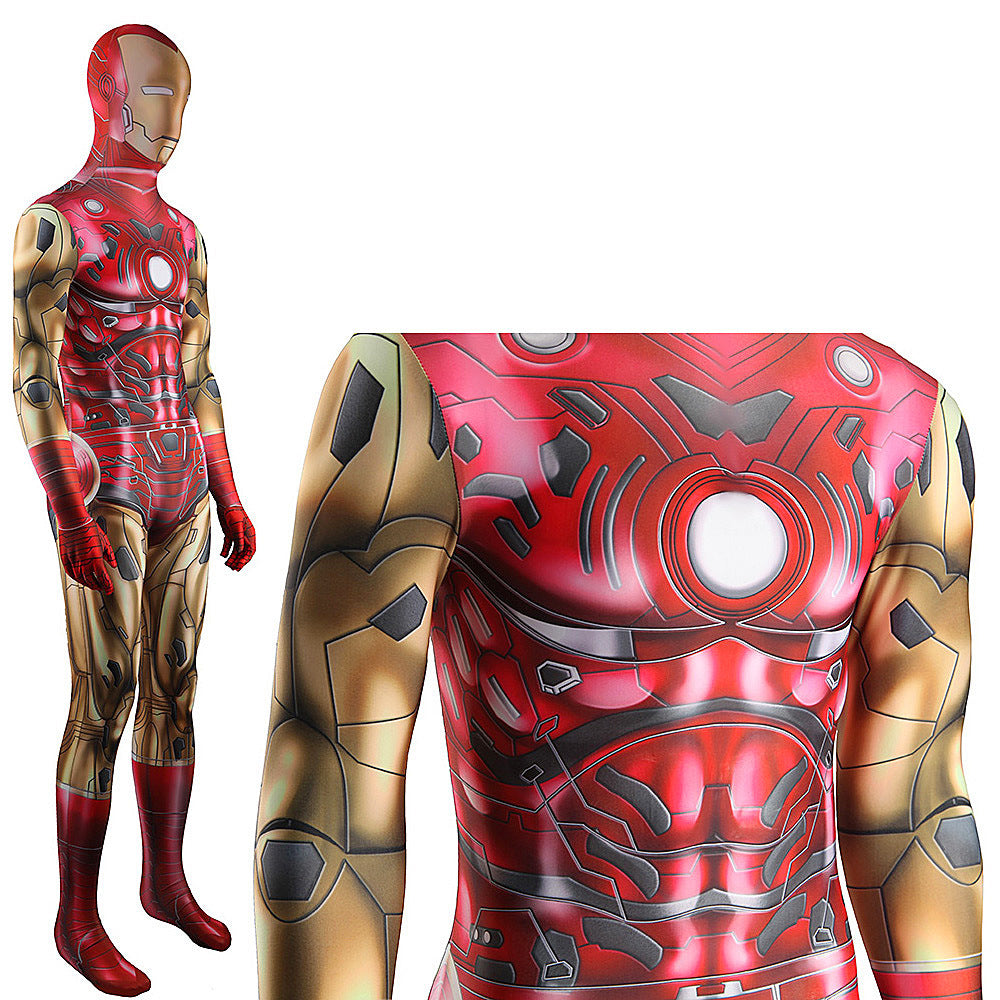 Comics Iron Man Red Jumpsuits Cosplay Costume Kids Adult Halloween Bodysuit - coscrew