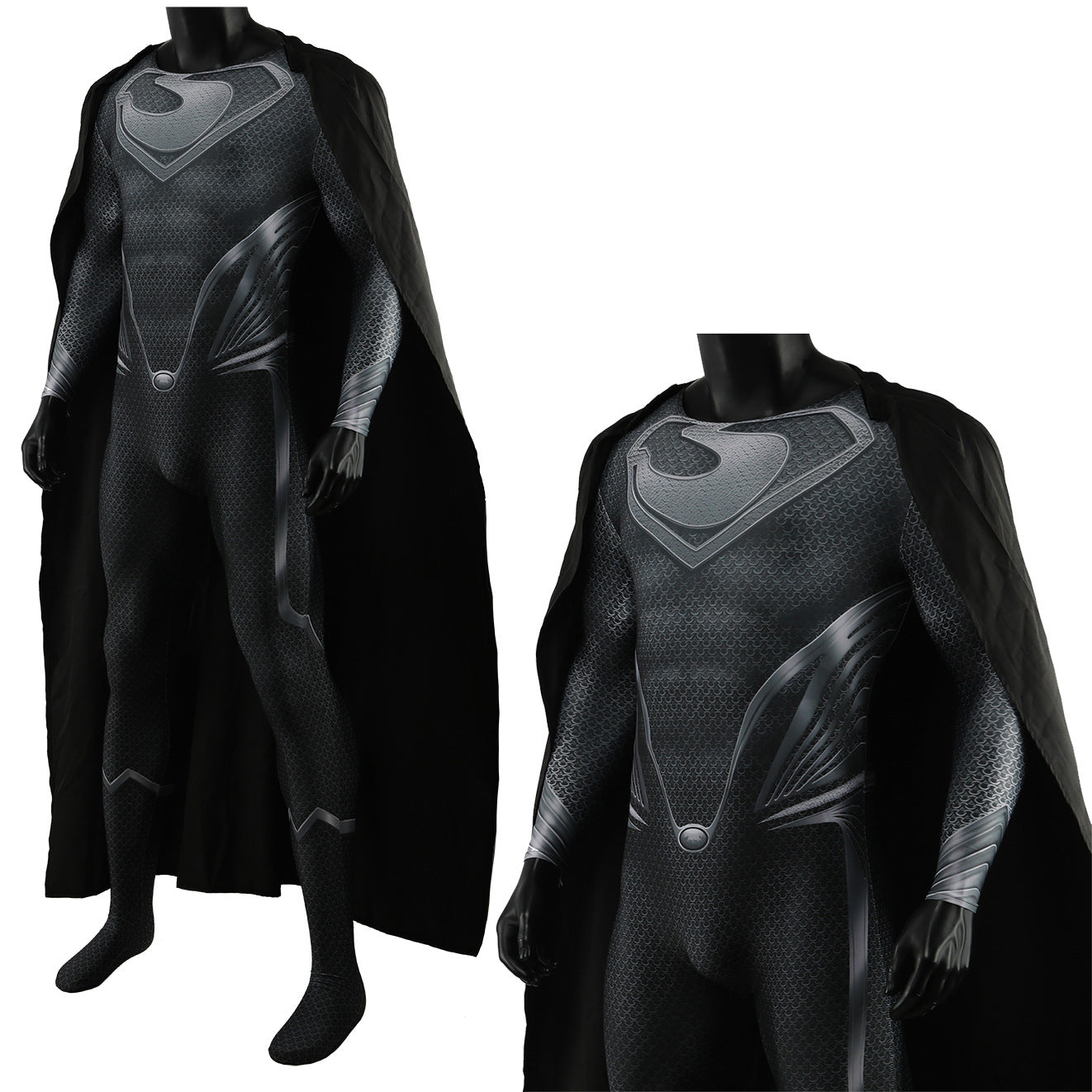 black superman the man of steel jumpsuits costume kids adult halloween bodysuit