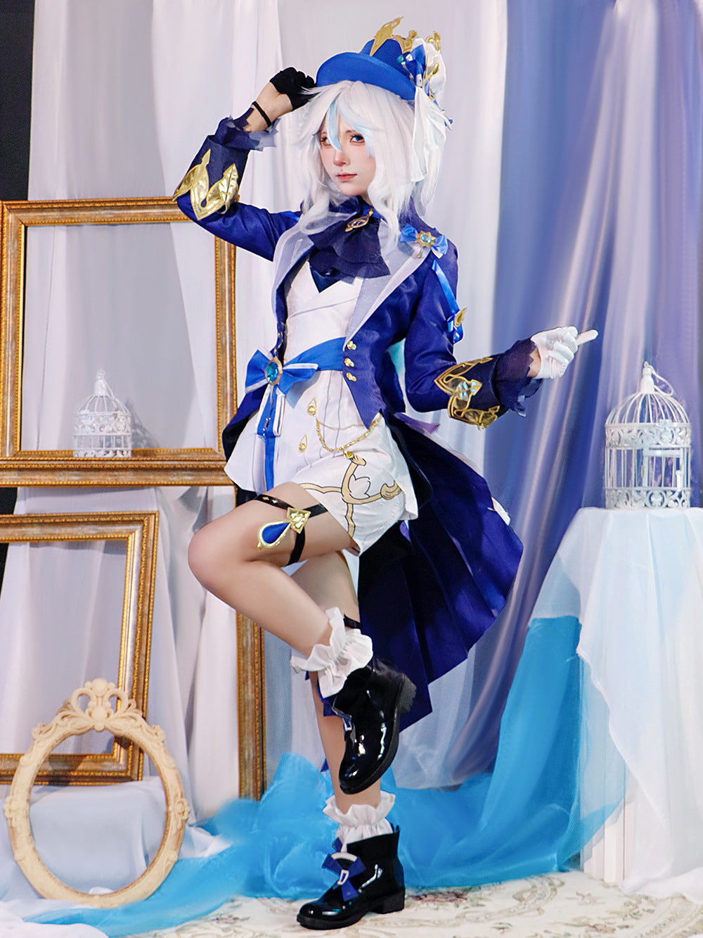 Genshin Impact White Furina Focalors Full Set Cosplay Costume