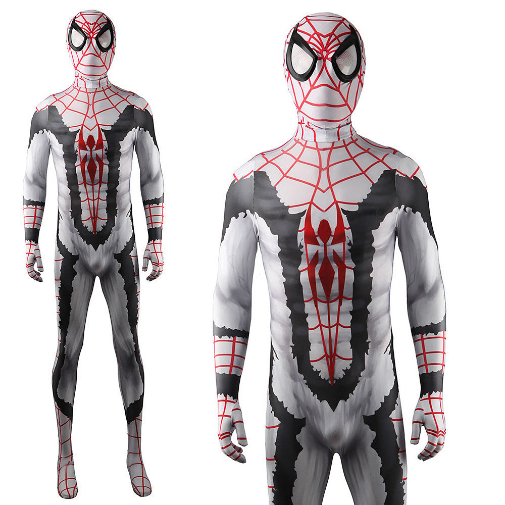 Comic White Spiderman Jumpsuits Cosplay Costume Kids Adult Halloween Bodysuit - coscrew