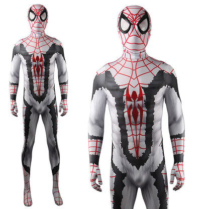 Comic White Spiderman Jumpsuits Cosplay Costume Kids Adult Halloween Bodysuit - coscrew